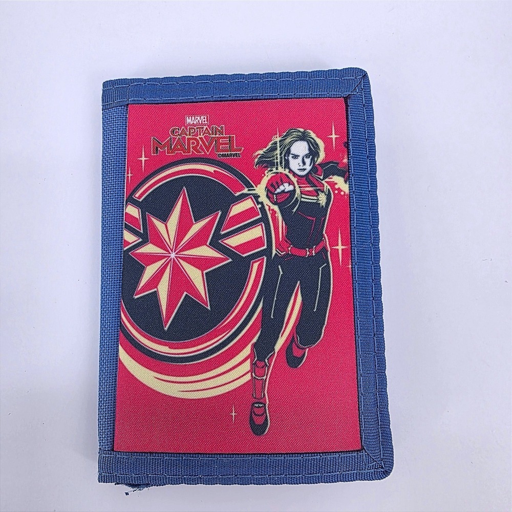 Marvel Captain Marvel‎ Blue Nylon Trifold Wallet Carol Danvers Graphic MCU
